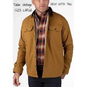 Vintage Stretch Canvas Shirt Jacket with Sherpa Lining - Large, New with Tag